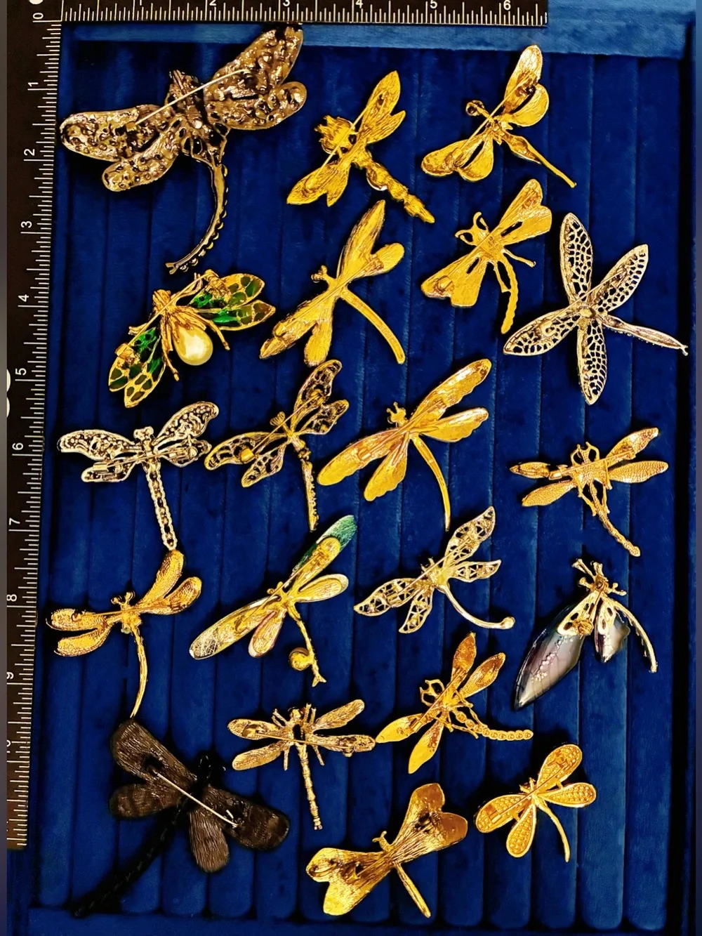 Lot 20 Dragonfly Brooch Pin Set Rhinestone Enamel Insect Bug Jewelry